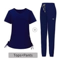thumbnail image 1 of JUNWELL Ensemble de Sarraus pour Femmes Uniforme d'Infirmière Ensemble Jogger Haut Extensible et Pantalon avec Poche pour Tenue de Travail d'Infirmière, 1 of 3