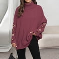 thumbnail image 5 of YueHuiYing Womens Turtleneck Oversized Sweater Chunky Pullover Sweater Casual Fall Loose Knit Jumper Top, 5 of 6