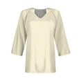 thumbnail image 3 of Womens Blouses Women's Summer Casual 3/4 Sleeve T-Shirt Solid V Neck Pullover Top, 3 of 4