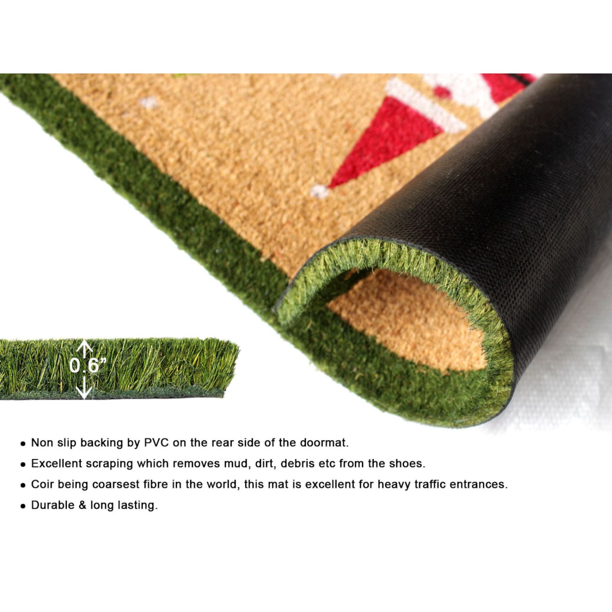 Rugsmith Red Machine Tufted Holiday Santa & Christmas Trees Doormat, 18" x 30"