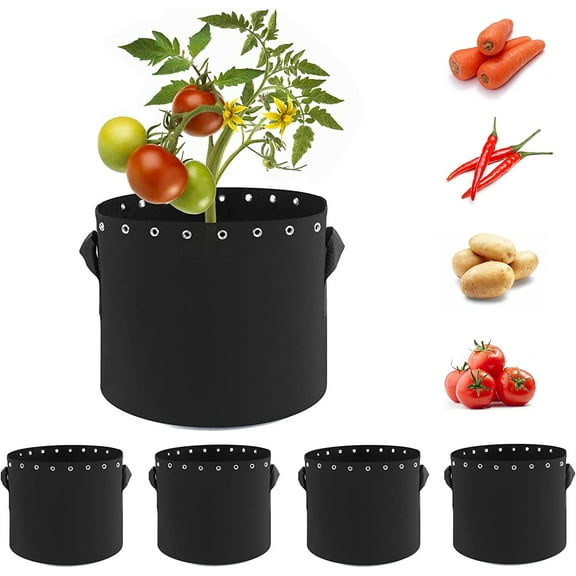 Namzi-b 5 Gallon Fabric Pots with Holes 5 Packs with Handles Plant Grow Bags
