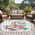 thumbnail image 4 of Round Rug 6Ft Washable Non-Slip, Easter Bunny Roses Circle Area Rugs for Living Room Bedroom, Pink Floral Spring Green Buffalo Plaid Indoor Floor Mats Carpet Runner for Home Decor Aesthetic, 4 of 8