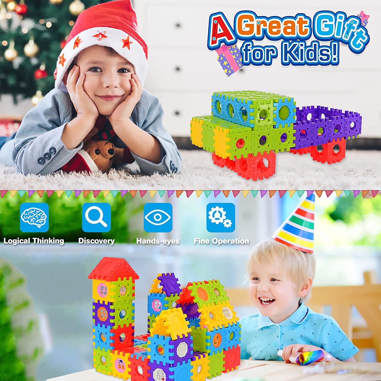 Building Blocks for Toddlers & Kids 180 Pcs Toy Building Sets – STEM Building Toys –Interlocking Building Blocks for Toddlers and Kids