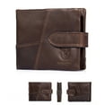 thumbnail image 1 of BULLCAPTAIN Retro Casual Soft Wallet for Men - First Layer Waxed Cowhide Short Horizontal Design with 10 Card Slots, 2 Hidden Zipper Pockets, Zipper & Hidden Button Closure, 11.5x10x2.5cm, 100g,, 1 of 6
