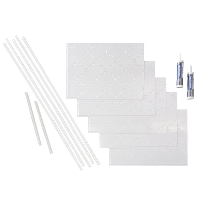 FASÄDE Monaco Decorative Vinyl Backsplash 15 sq ft Kit in Matte White