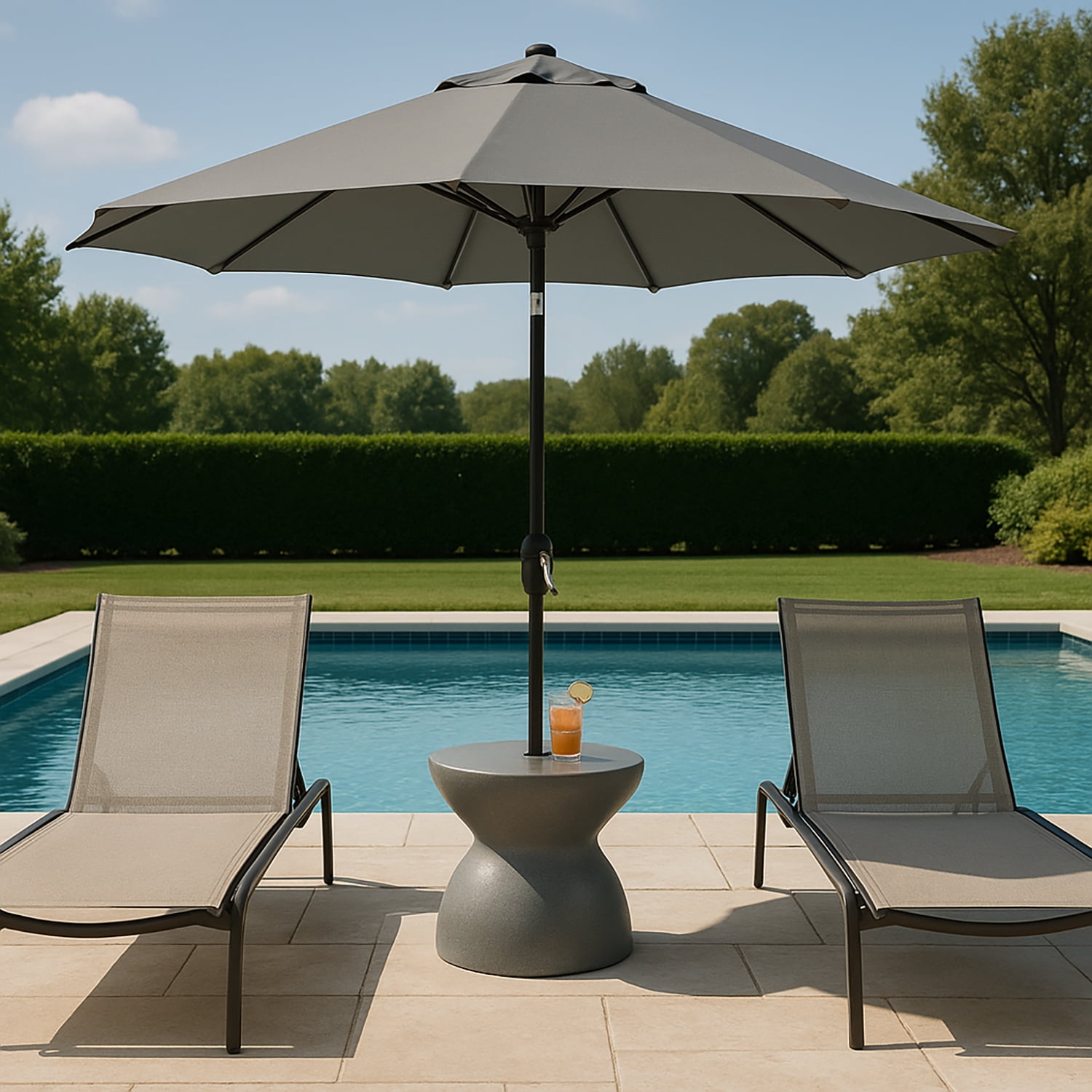 Dunn-Rite ShadeTable Water-Filled Pool Umbrella Outdoor Base and Side Table, Fits 1.5" Pool Umbrella for Inside of Pool, Use on Patios, Docks, in-Water up to 12" Deep, Made in USA, White
