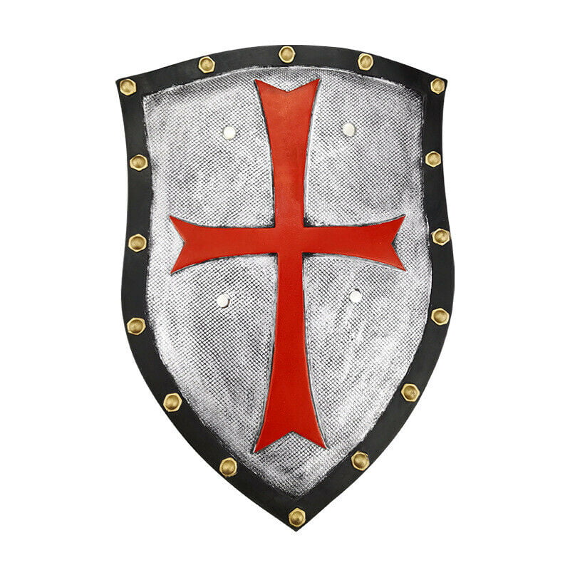 Medieval Crusader Knight Foam Shield with Red Cross Coat Of Arms LARP Costume 