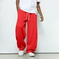 thumbnail image 5 of Red Open Hem Sweatpants Mens Straight Wide Leg with Draw Sting and Pockets S-3XL, 5 of 5