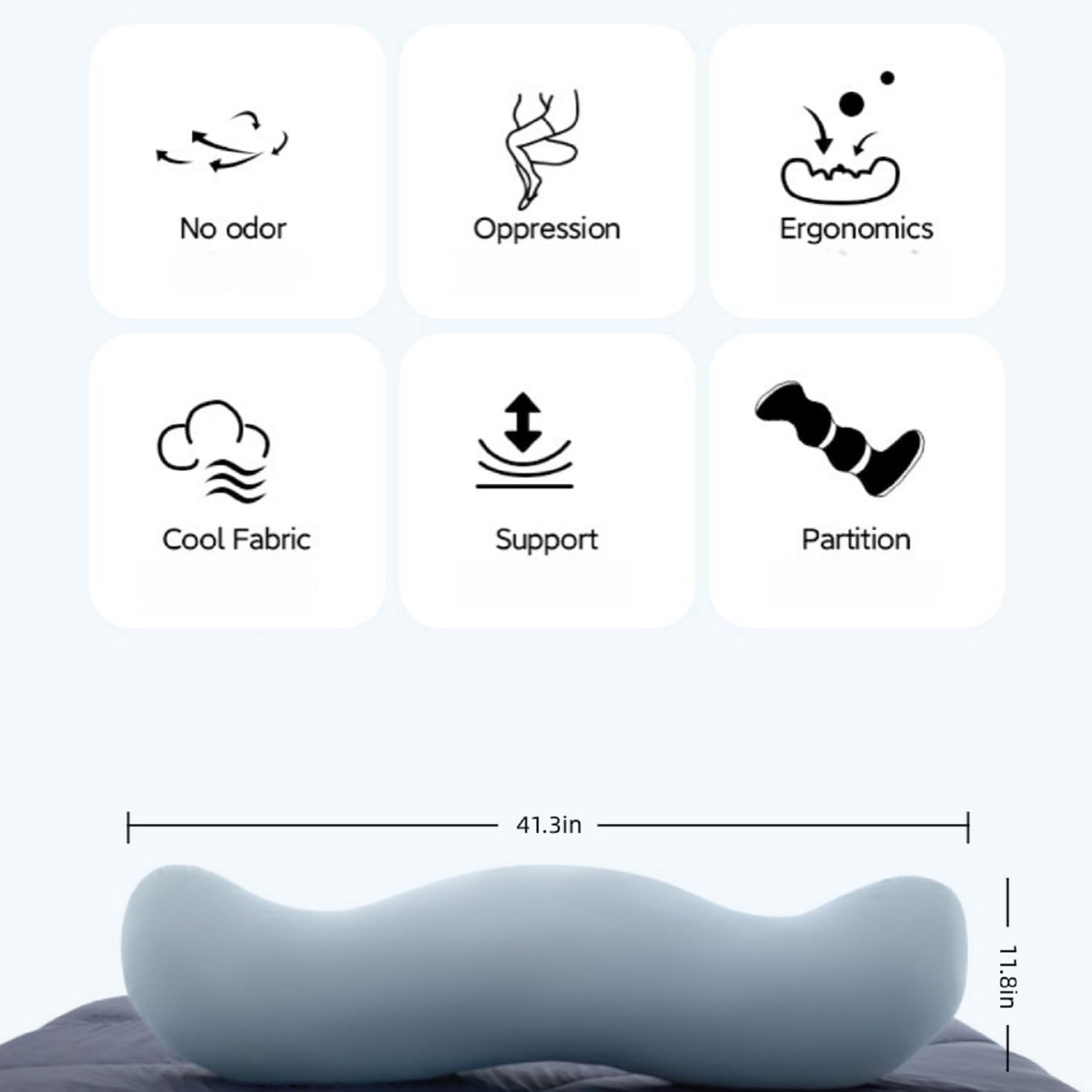 Pea Pod Body Pillow for Side Sleeper, Ergonomic Double Curve Design for Hip & Leg Support, Full Body Comfort Pillow for Back & Neck, Secure Fit Between Knees (Blue)