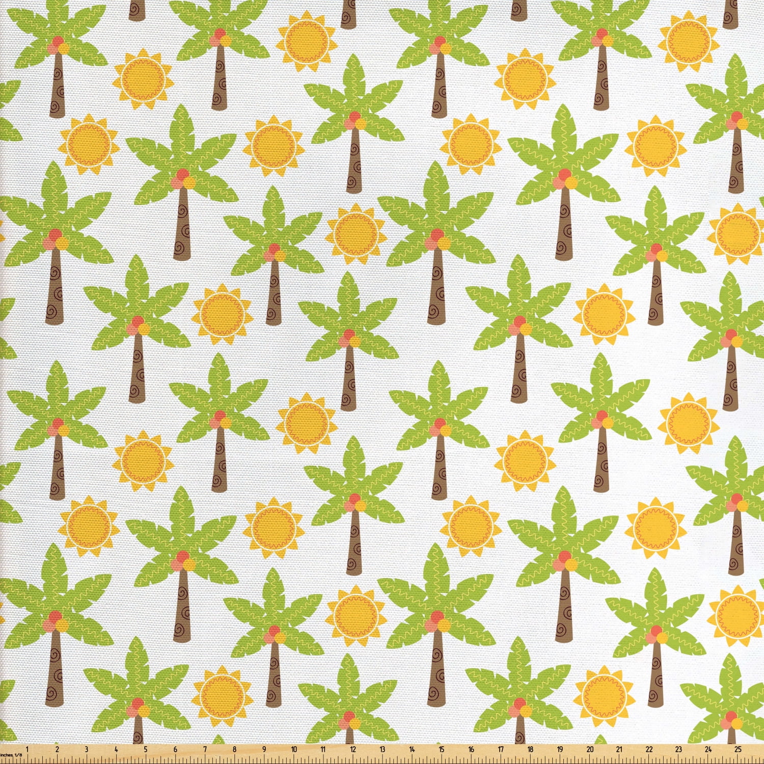 Palm Tree Fabric by The Yard, Tropical Tree and Sun Exotic Caribbean