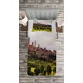 thumbnail image 3 of Ambesonne Antique Quilted Bedspread Set 2 Pcs, Medieval City in Italy, Twin Size, Green Coral Dust, 3 of 3