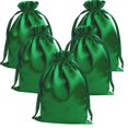 thumbnail image 1 of Bolsas de regalo Gbateri, 35 unidades, satén verde, 13 x 18 cm, 5 x 7 pulgadas, 1 of 6