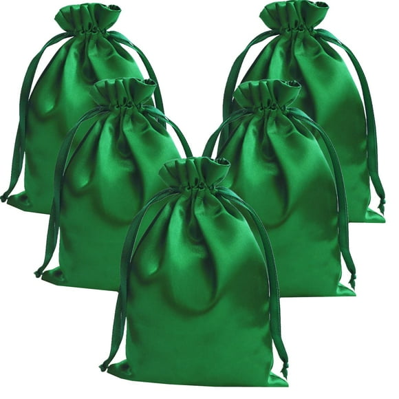 Bolsas de regalo Gbateri, 35 unidades, satén verde, 13 x 18 cm, 5 x 7 pulgadas