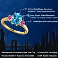 thumbnail image 2 of Gem Stone King 18K Yellow Gold Plated Silver Swiss Blue Topaz and Pink Moissanite Engagement Ring for Women | 2.71 Cttw | Oval 9X7MM | Gemstone November Birthstone | Size 5, 2 of 6