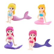 MAOMIA Miniature Mermaid PresNok Figurines 4 Pcs, Mini Mermaid Figure Collection Playset Doll Birthday Cake Toppers Decoration Wedding Party Supplies Moss Landscape DIY Terrarium Crafts Ornament