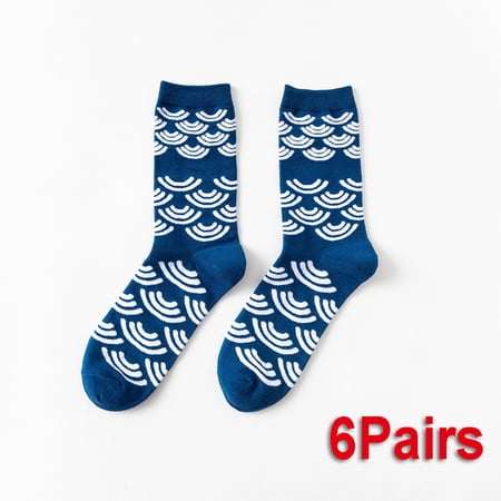 

6 Pairs Women Socks Cartoon Tulips Geometry Cute Stockings #05