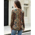 thumbnail image 4 of Weardear Women Casual Dressy Tops V Neck Long Sleeve Blouse Loose Fit Trendy Tunic Clothes, M, 4 of 6