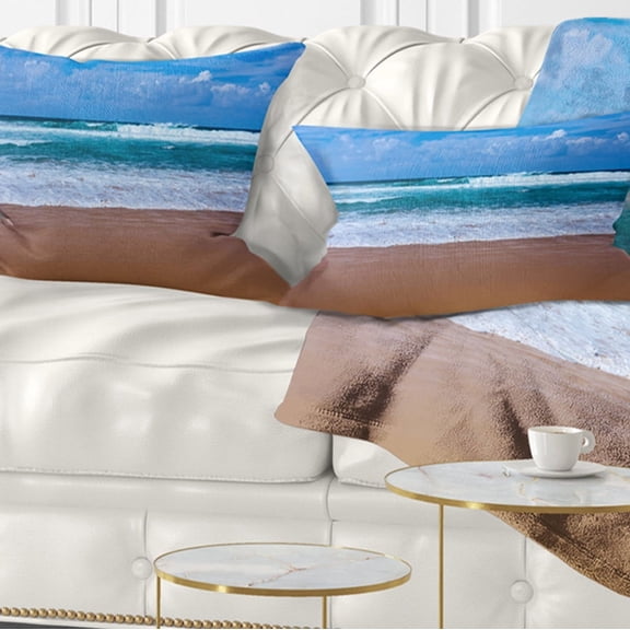 Designart 12" x 20" Multi-color Sea Shore Polyester Throw Pillow