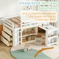 thumbnail image 4 of Twin Low Loft Bed with Storage Drawers and Shelves, Wood Loft Bed with Pulling -Out Desk, Low Loft Bed with Safety Guardrail and Ladder for Girls Boys, White, 4 of 6