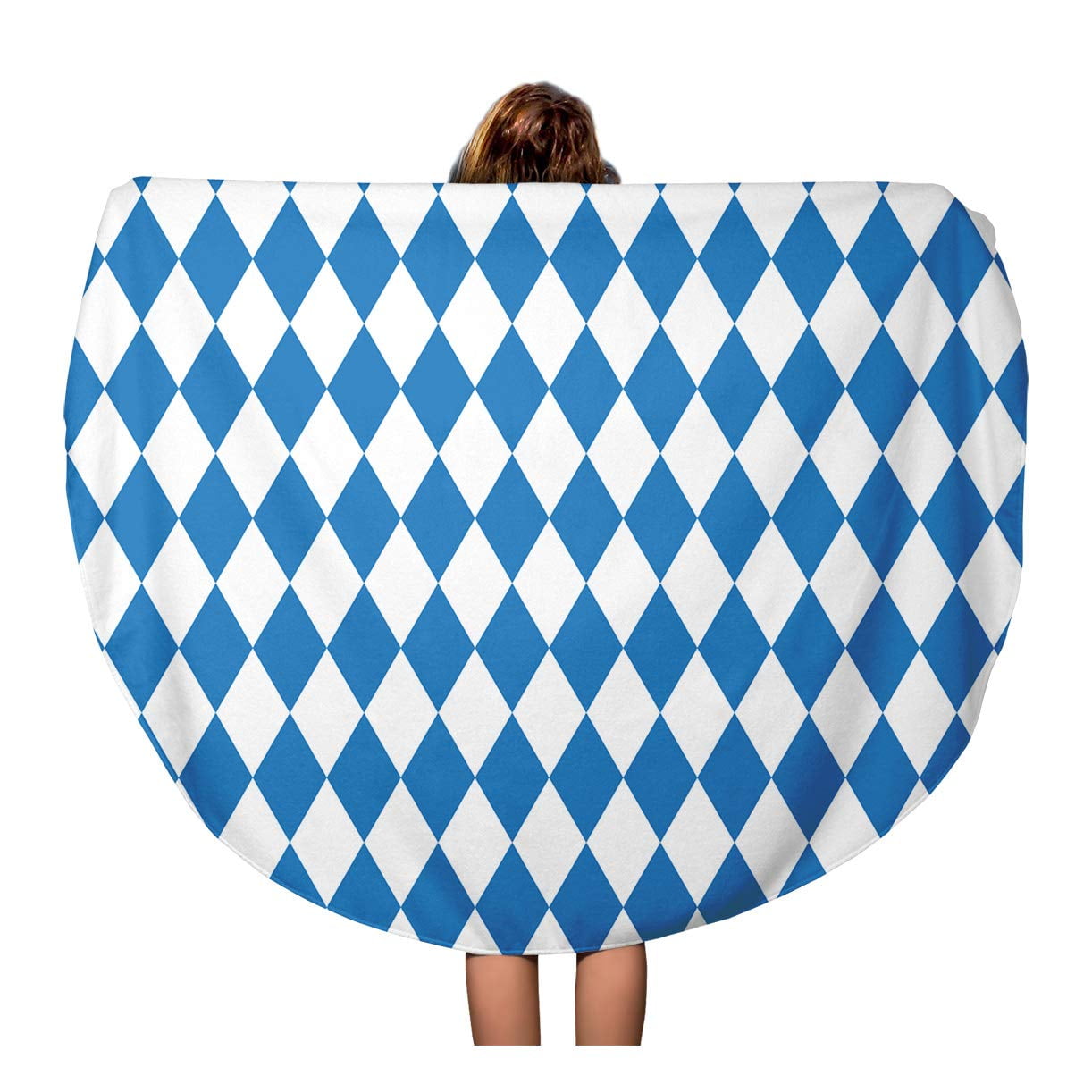 KDAGR 60 inch Round Beach Towel Blanket Blue German Oktoberfest