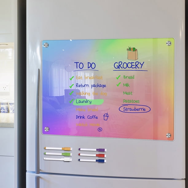 Puntoco Colorido Acrílico Planificador Semanal Nota Tablero De Mensajes Imán De Refrigerador Borrable Hctyu382: Estilo Magnético Pequeño (Con 6 Marcadores De Pizarra), Decoración Del Hogar