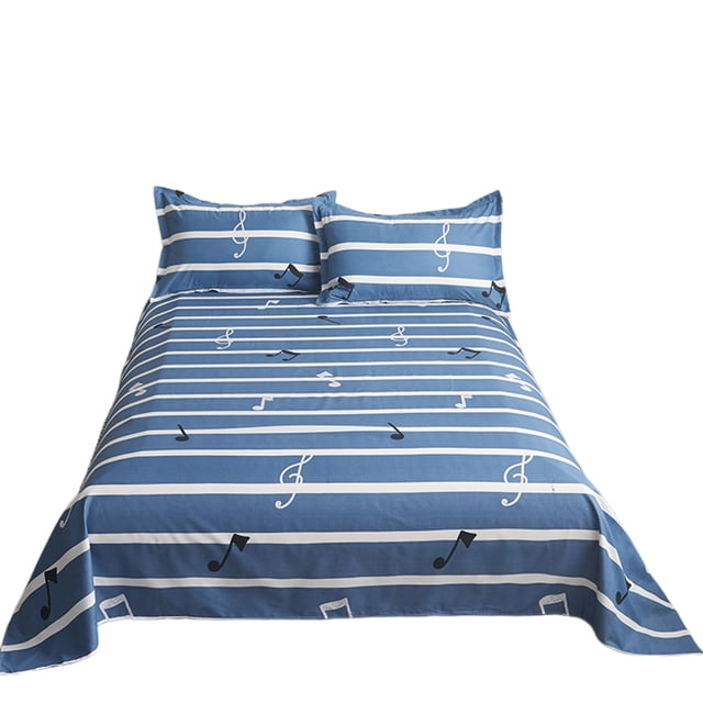 Ohufall Ensemble de Literie Résistant au Rétrécissement et à la Décoloration Ensemble de Draps Simple Trois Pièces Drap Plat avec 2 Taies d'Oreiller Entretien Facile
