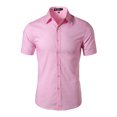 thumbnail image 2 of INSPIRE CHIC Men's Shirts Point Collar Short Sleeve Polka Dots Button Down Shirt 50 Pink, 2 of 7