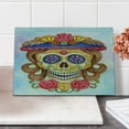thumbnail image 2 of Day of the Dead Cutting Board, Lady Mommy Skull Head with Flower Hat Spanish and Mexican Art Print, Decorative Tempered Glass Cutting and Serving Board, Small Size, Multicolor, by Ambesonne, 2 of 5