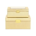 thumbnail image 3 of Pemberly Row Vinyl Woven Pattern Mirrored Box Set of 2 in Gold, 3 of 10