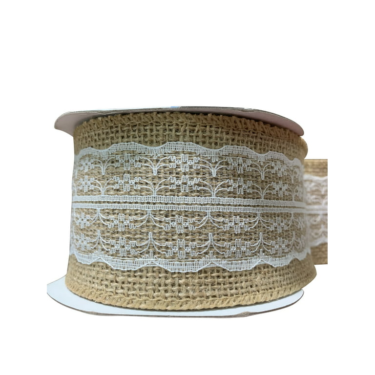 Natural Laced Burlap 2.5 inch Wired Ribbon