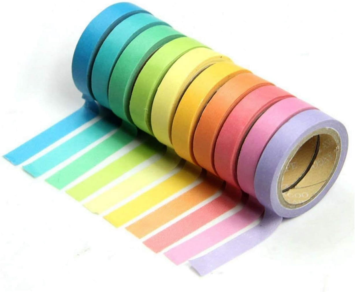 10 Rouleaux de Bandes Décoratives Adhésives pour Masquage Scrapbooking Cadeau DIY (Multicolores)