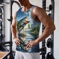 thumbnail image 5 of Uemuo Largemouth Bass Jumping Out of The Water Pattern Men's Muscle Shirts Sleeveless Dry Fit Gym Workout Tank Top Lightweight Sports Tank Top Beach Tank Top, Loose-fit Sleeveless Shirt-X-Large, 5 of 7