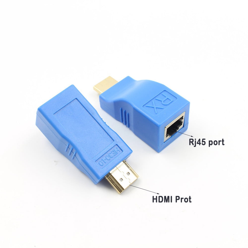 Tuscom 2pcs 1080p Hdmi Extender To Rj45 Over Cat 5e 6 Network Lan Ethernet Adapter Blue Walmart Com Walmart Com