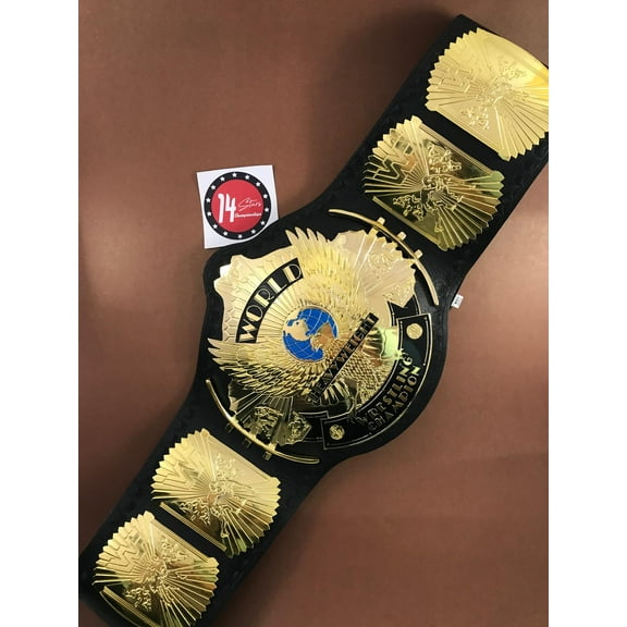 WWF Thick Unisex Cowhide Leather Championship Belt, Classic Gold, Adult Size