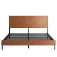 thumbnail image 6 of Full size metal bed frame, square platform bed with under-bed storage, no spring-loaded mattress required, vintage brown, 6 of 7