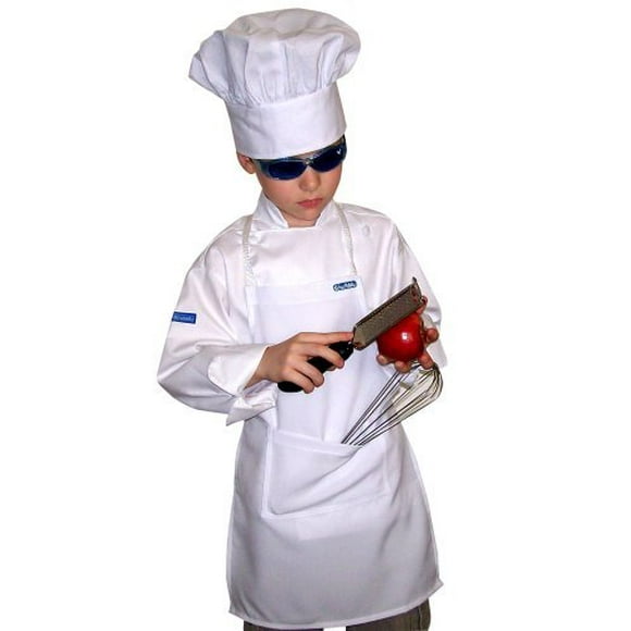 CHEFSKIN Tablier pour Enfants Blanc, Poche, Tissu, Convient aux 2-8 (10, Blanc)