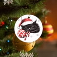 thumbnail image 6 of Christmas Ceramic Ornament Winter Christmas Bell Black Cat Double-Sided Printed 3" Ceramic Christmas Ornament Santa Black Cat Xmas Trees Decorations Keepsake Gifts Gifts for Women Men On Christmas, 6 of 8