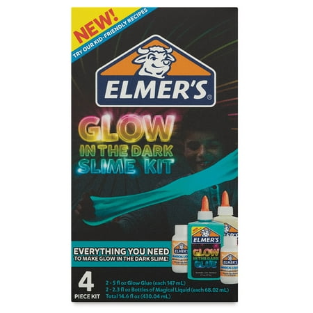 Elmer's Glow-in-the-Dark Slime Kit, Glow-in-the-Dark Glue, Assorted Colors with Glue Slime Activator, 4 Count