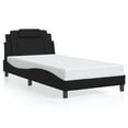 thumbnail image 1 of vidaXL Bed Frame with LED Lights Black 100x203 cm Faux Leather, 1 of 5