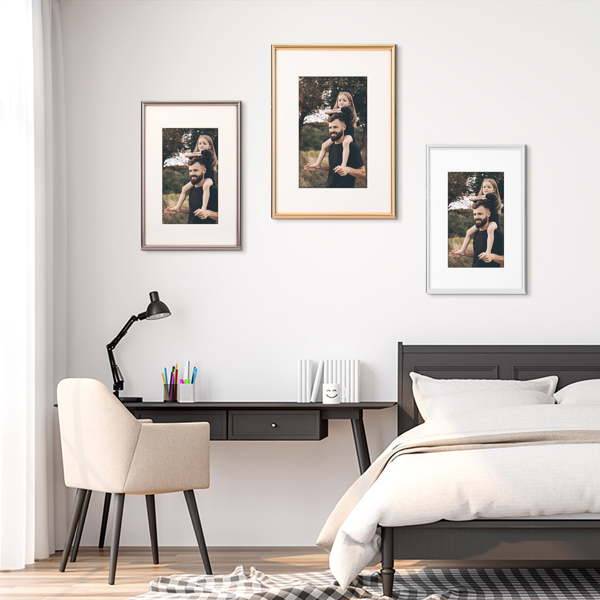 Unique Bargains Aluminum Modern Art Picture Frame Black 5x7