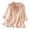 a-383Pink121, variant on Womens Mandarin Collar Three Quarter Sleeve Blouse With Floral Embroidery Knot Button Closure Loose Fit Lightweight Breathable For Casual Wear Trendy Top