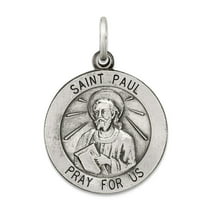 925 Sterling Silver Solid Oxidized Antiqued Saint Paul Medal Pendant Necklace 25x20mm Wide Pendant for Women