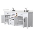thumbnail image 2 of Beckett 72" White Double Vanity & Giotto Quartz Top (3-Hole) & Black Trim, 2 of 5