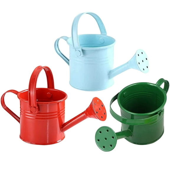CIMAXIC 3Pcs Watering Can Kids in Dark Green Iron with Simple Design