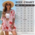 thumbnail image 7 of FKEKYI Pink Bow Strawberry Print Women's 2 Piece Set Summer Short Shirt Open Front Top & Relaxed Shorts with Elastic Waist Soft Vacation Outfit Loungewear Beachwear, L, 7 of 7