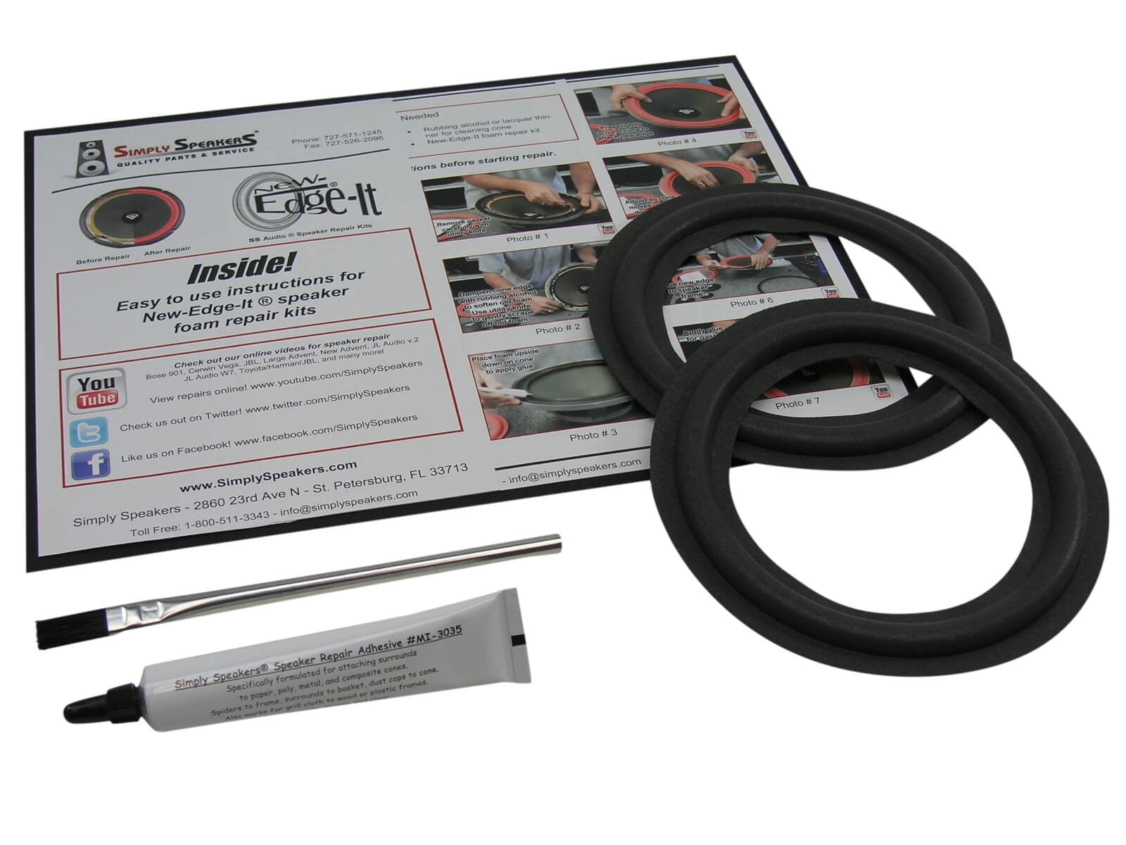 5.75" Foam Speaker Repair Kit, OD 5.6875", Roll OD 5.125", Cone 4.25