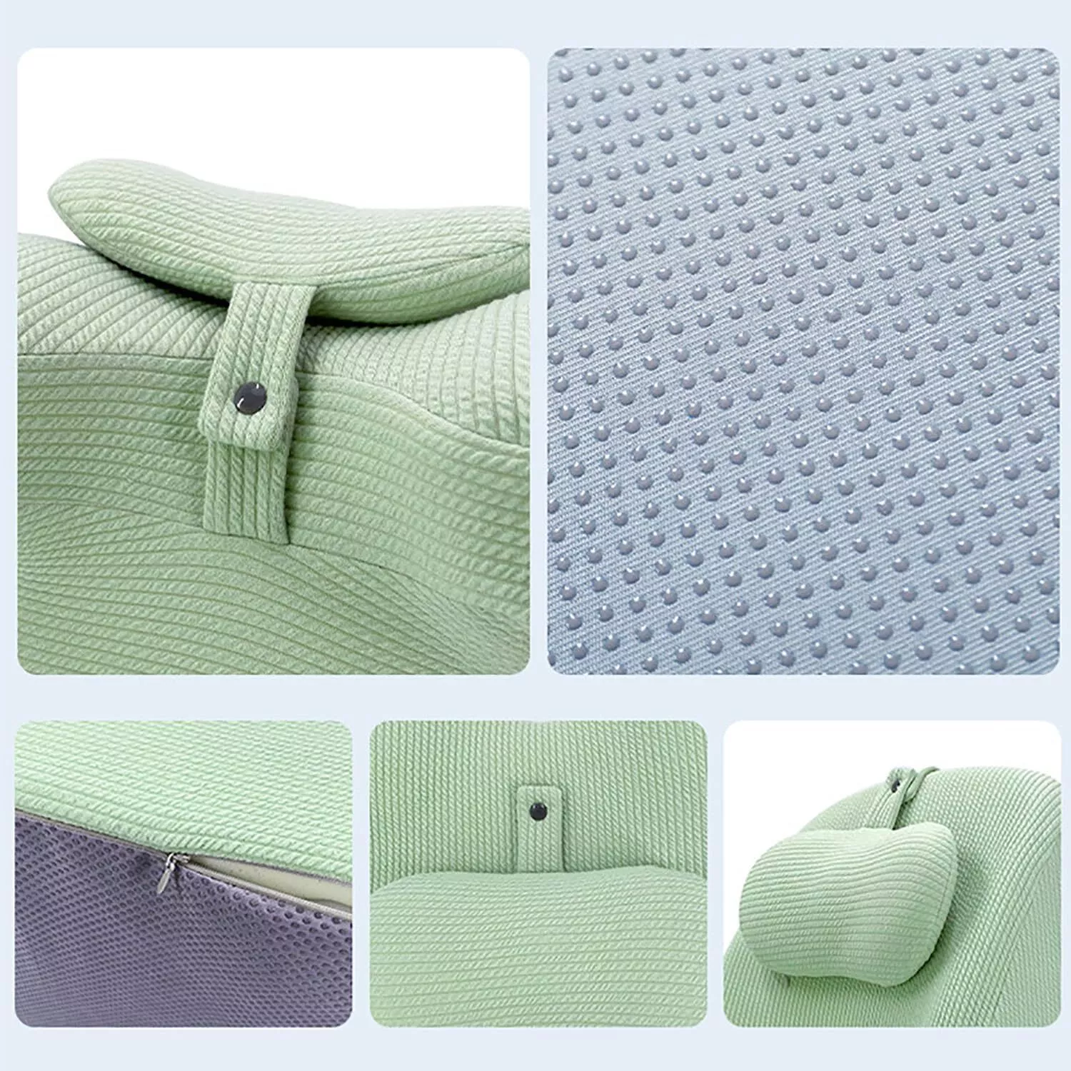 ShadeMart Grass Green Adult Ergonomic Memory Foam Bed Triangle Wedge Pillow Headboard with Face Down Massage Prone Pillow Function for Reading, with Washable Cover