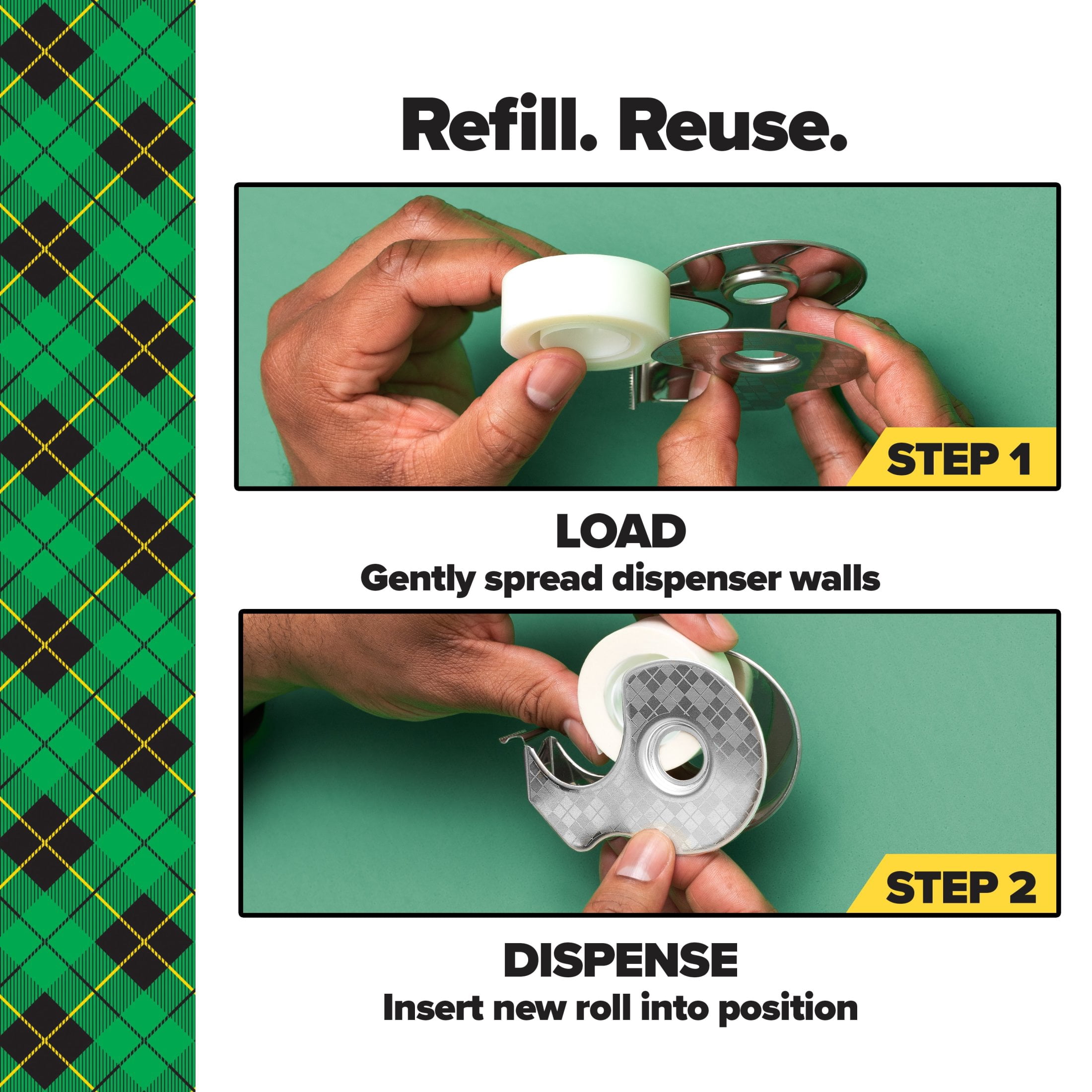Scotch Magic Stainless Steel Dispenser with 2 Tape Rolls, 3/4 in. x 600 in. a Roll