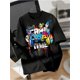 thumbnail image 1 of Camiseta informal juvenil de cuello redondo, con estampado de mando de juego colorido, tejido de punto ligeramente elástico, algodón, corte regular, ideal para deportes al aire libre de primavera/ve, 1 of 5