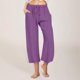 thumbnail image 2 of Pantalones de Cintura Elástica de Pierna Ancha para las Mujeres, Cordón de Lino Casual, Pantalones Recortados para las Mujeres, 2 of 7